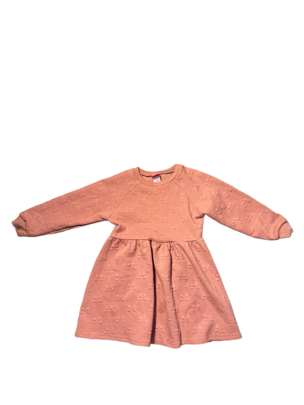 5/$15 Disney Peach Long-Sleeve Textured Knit Dress Minnie Mouse size 4T